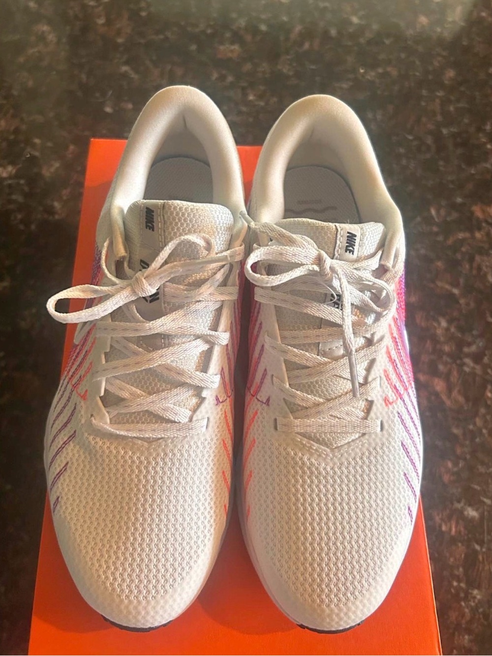 Nike White Running Shoes with Pink & Purple Swoosh- NWOT - Picture 2 of 3
